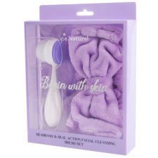 Set Headband and Facial Cleansing Brush SPA NATURAL Purple